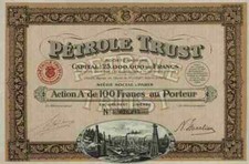 Pétrole Trust  SA 1924 Paris 100 Francs Dekodruck Hazzopoulos Paris Bohrtürme