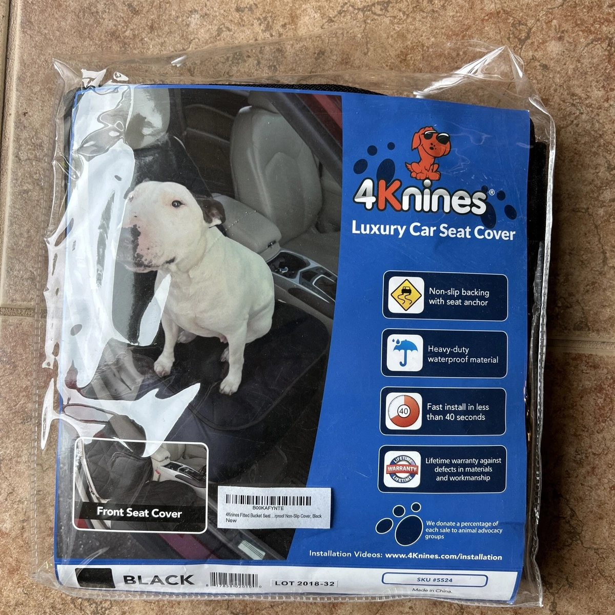 4Knines Front Seat Cover for Dogs (Black)