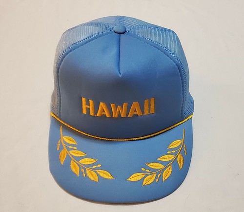 Vintage Hawaii Hawaiian Headwear Hat - Foam Trucker Cap - Embroidered Blue - Picture 2 of 12