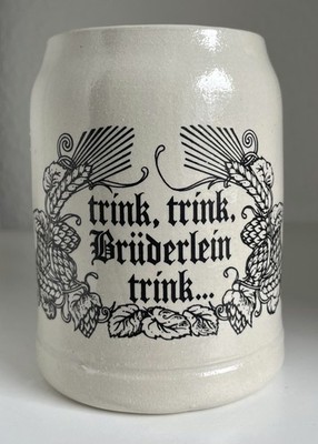 trink, Brüderlein trink Bier Krug Steinzeug Franz Stöber 0,5 L. Vintage TOP RAR