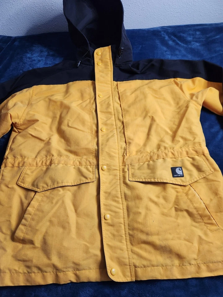 VTG 90s Carhartt Ski Jacket Mens Sz XL Yellow Black Full Zip Lined Hooded C48YLW - Image 3 of 4