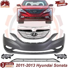 Front Bumper Cover Grille Assembly Fog Light For 2011-2013 Hyundai Sonata