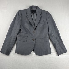 J. Crew Schoolboy Womens 100 Linen Fully Lined Gray Blazer Size 6P Office
