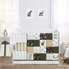 4-Piece Baby Crib Bedding Set Woodland Camo Deer Boys Infants/Nursery incl.