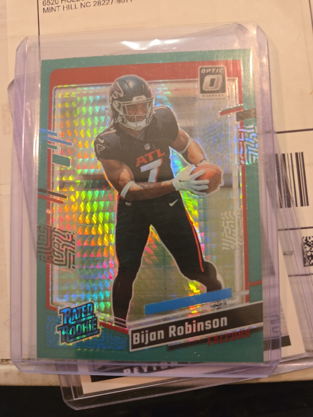 Bijan Robinson 2023 Optic Green Hyper Prizm Rated Rookie #206 Atlanta Falcons