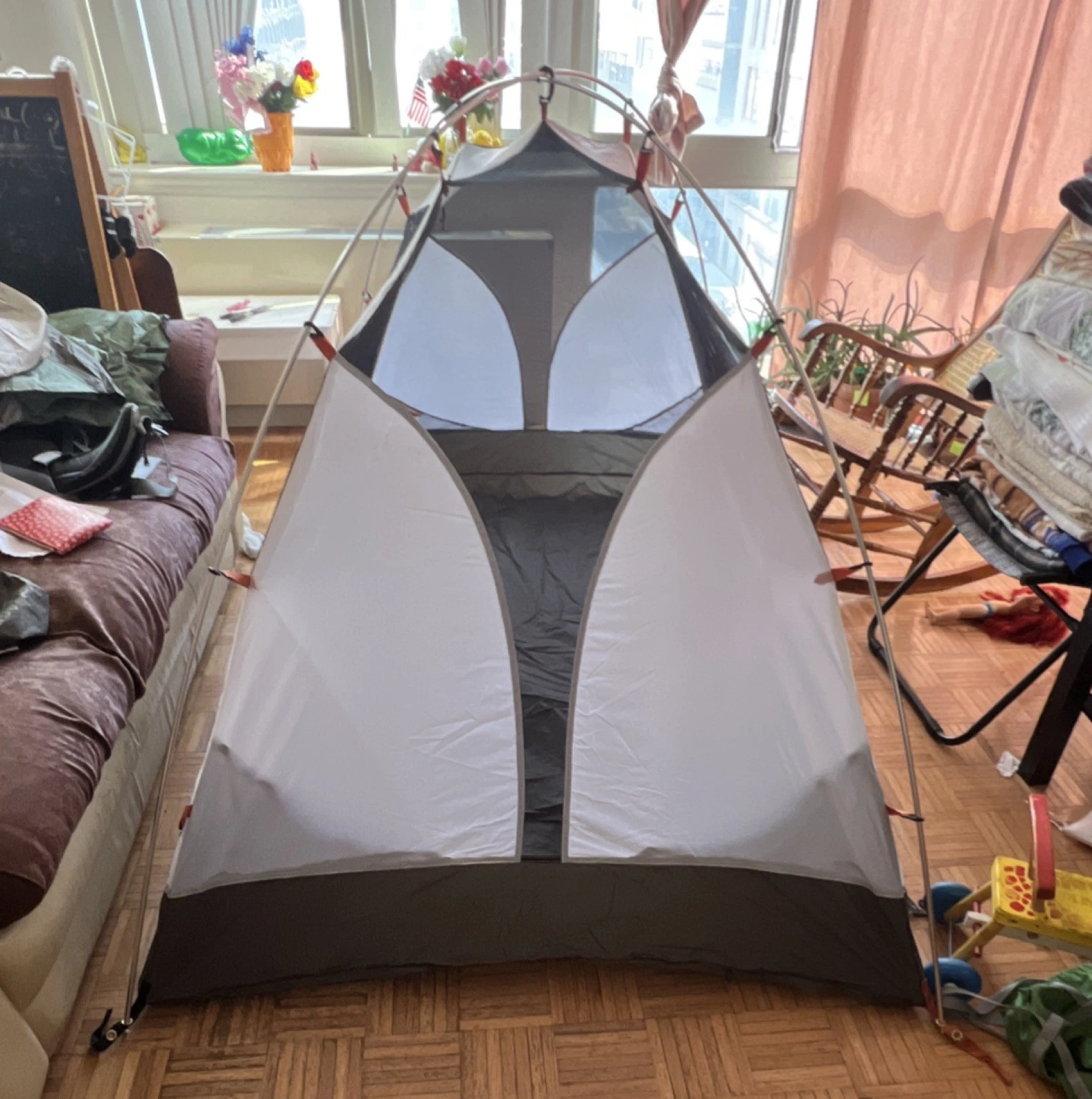 REI Passage 2 2-Person Dome Tent Gray/Green w/ Rainfly Stakes Guylines