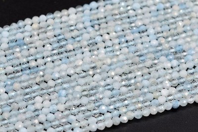 2-3MM Aquamarine Beads Brazil A Natural Gemstone Faceted Round Loose Beads