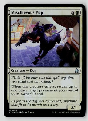 Mischievous Pup 144 U Foil MTG FDN NM
