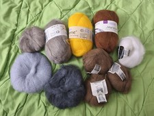 Konvolut 370 g, Mohair 80,%-10%, Wolle,  Strickwolle, Strickgarn, Braun,  Grau 