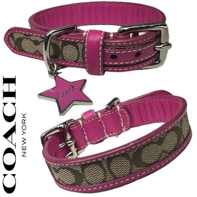 Coach Leather & Fabric Brown Pink XS Extra Small 8.5-10.5” Star ID