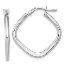 23.65mm 14K White Gold Polished Square Hoop Earrings