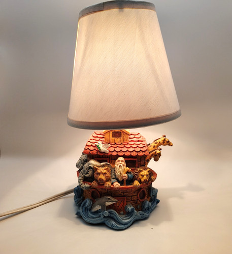 Noah's Ark Ceramic Lamp Nursery Light Children's Room 9.5 inch Vintage Works!