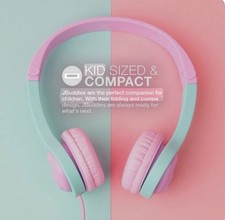 JBuddies 2nd Gen Folding Kids Wired Headphones Ages 2-8 Pink/Green New Open Box