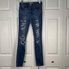    PACSUN Blue Distressed Denim Jegging Jeans - 0 / 25 01222 