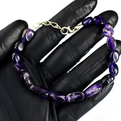 Hervorragendes Muster lila Amethyst 72,00 kt Perlen schönes Armband RK 55 E720
