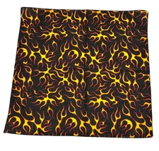 90s Hav-A-Hank Hot Flames Pattern Biker Bandana Head Wrap Skull Cap Scarf USA