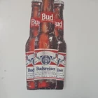 Vintage late 1980s Budweiser Beer Bottles Embossed Metal Sign 30"x13"