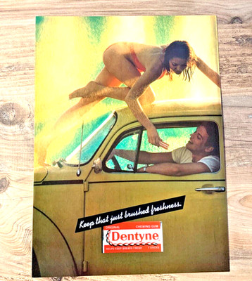 DENTYNE GIRL KAUGUMMI - 1980er RAHMEN SAMMLERSTÜCK KLASSIKER MANN HÖHLE WERBUNG