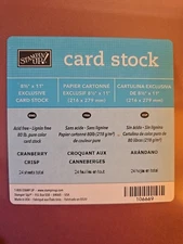 8.5 by 11 Stampin Up! Card Stock Cranberry Crisp  Retired 