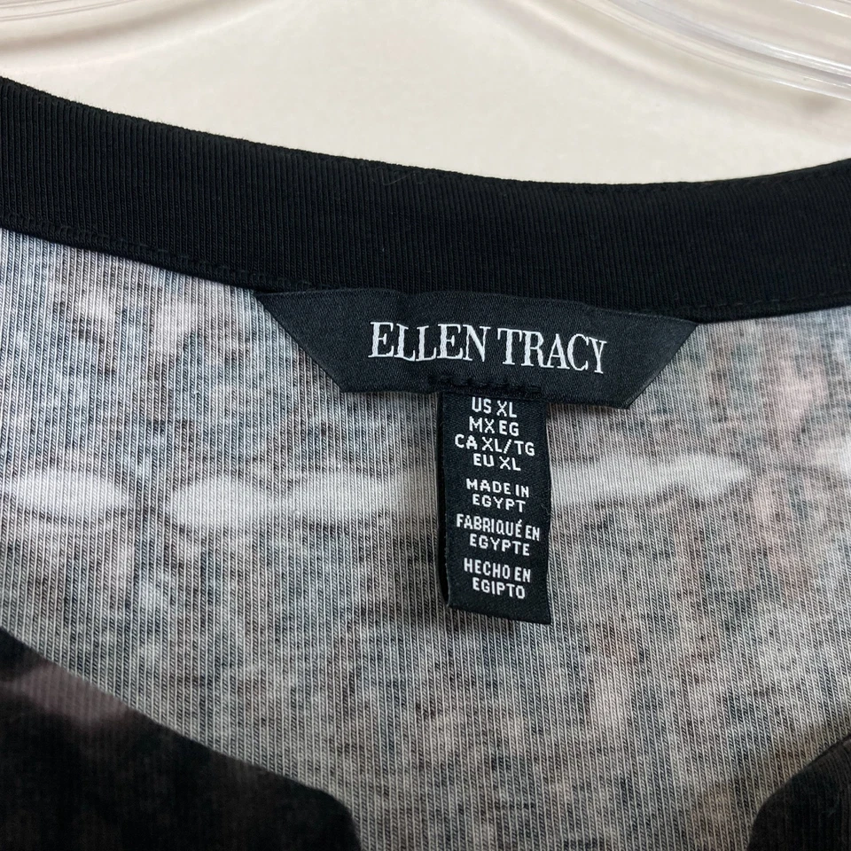 Vestido Ellen Tracy Elástico Talla XL Negro Gris Bolsillos Laterales Cuello en V Informal Foto 3 de 4