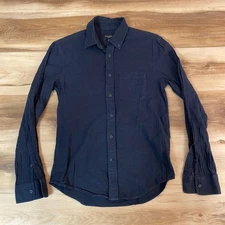 Club Monaco Mens Dark Navy Blue Button Down Shirt Slim Fit Cotton XS TP