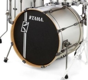 Tama Superstar Maple 20" Dia X 16" Deep Bass Drum/Satin Silver Vertical Stripe