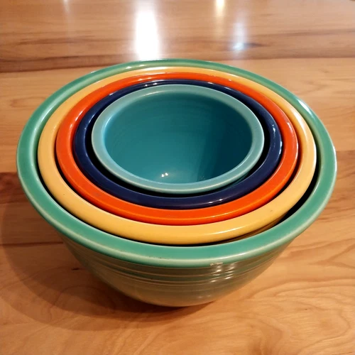 Vintage Fiestaware Nested Mixing Bowl 5-pc Set Original Colors #1-#5 Made in USA