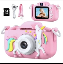 Ruzt Kids Fun Toy Digital Video Camera 1080P with Silicone Cover & 64GB SD Card