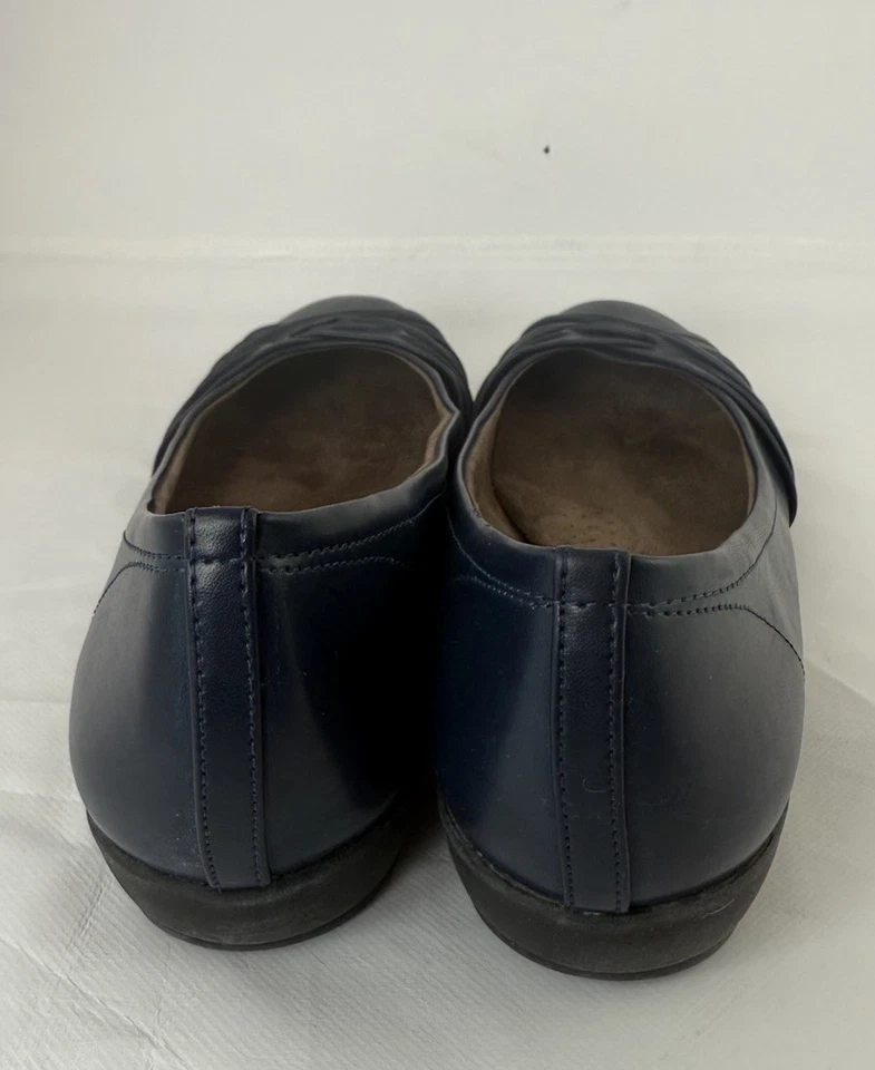 Zapatos planos de ballet para mujer Natural Soul Girly imitación cuero azul plisado talla 10 M Foto 2 de 4