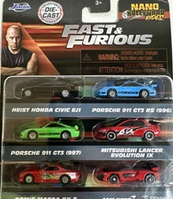 2025 NEW SET Jada Fast & Furious Nano Hollywood Rides 6 Cars Total New in Pack