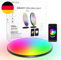 Led Deckenleuchte Dimmbar Flach Rund Schwarz 24W Deckenlampe Mit Fernbedienung,