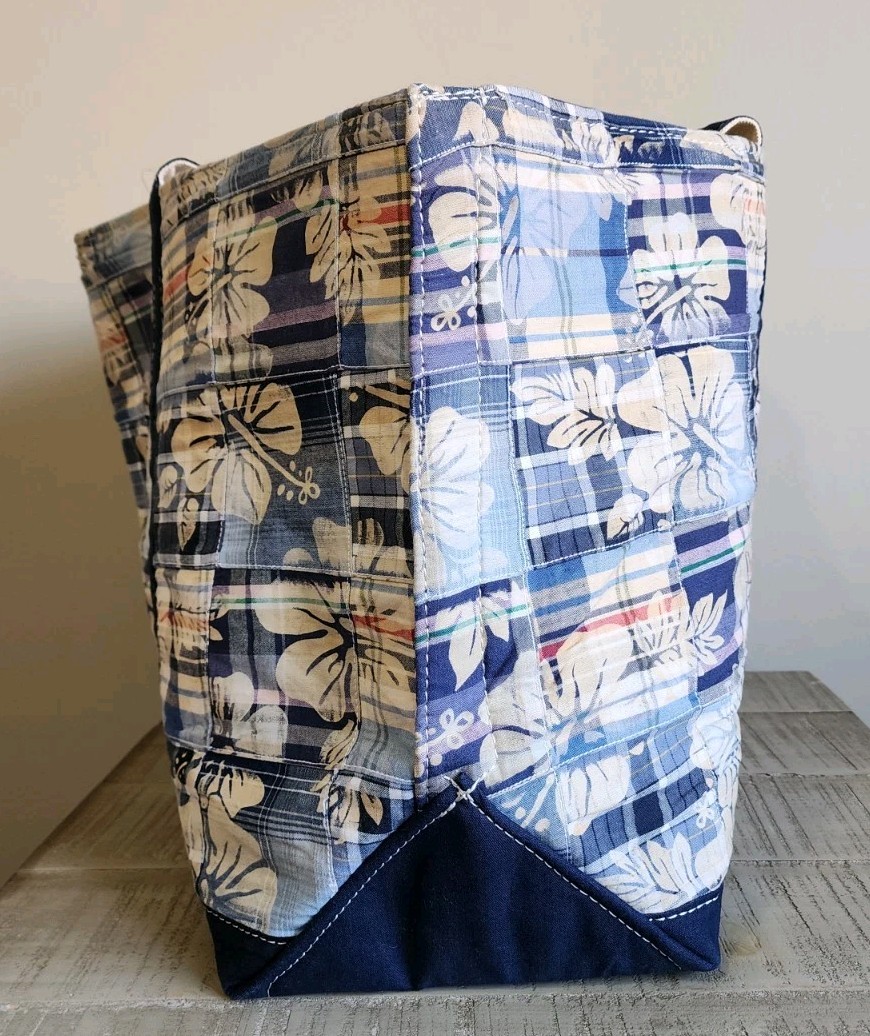 LL Bean Large Patchwork Madras Open Top Tote in B… - image 5