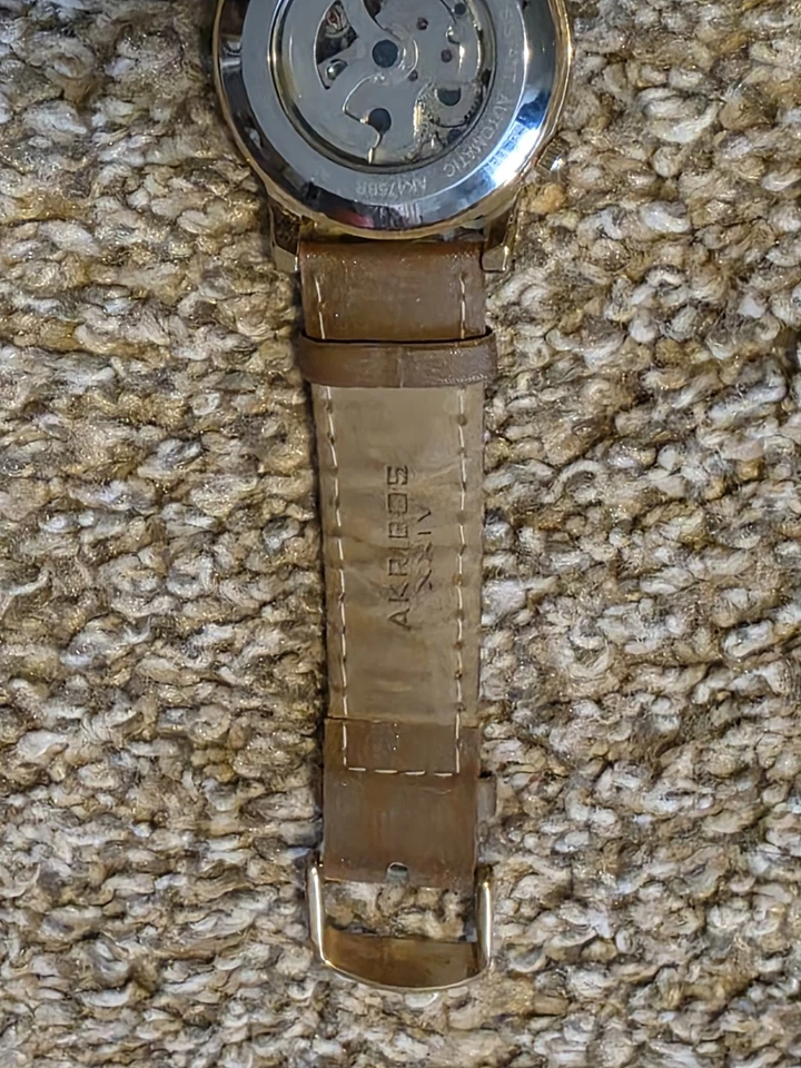 Akribos XXIV AK475BR Wind Up Skeleton Watch - image 4 of 4