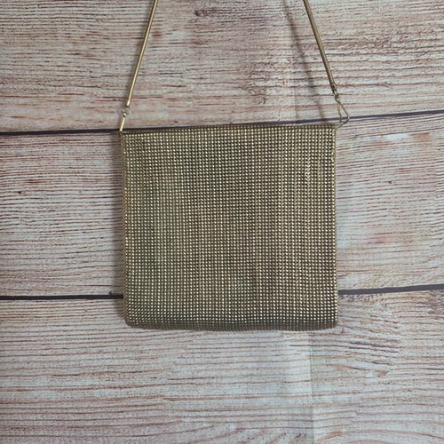 Gold GloMesh Square Bag w Strap ~ 19cm x 19cm Clutch Handbag ~Vintage - Bild 9 von 15