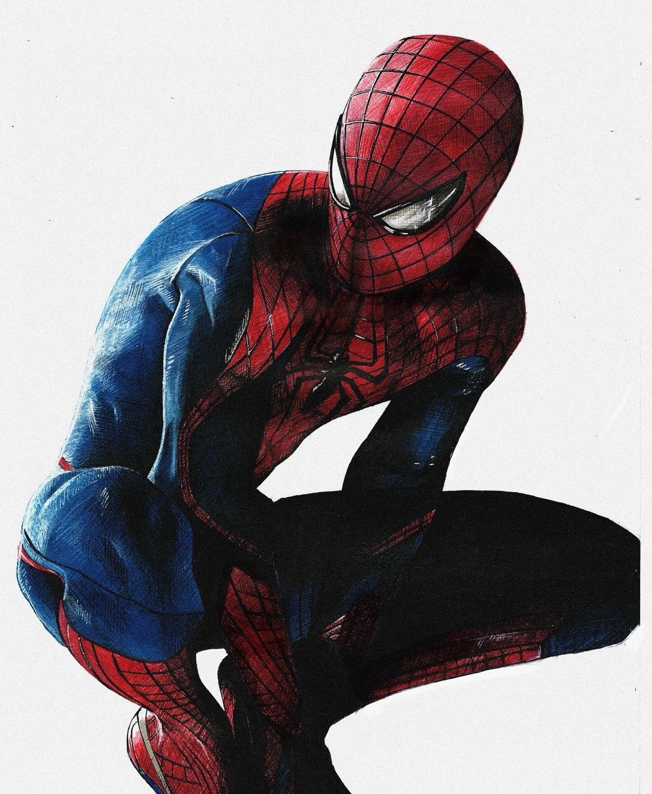 Dibujo a tinta detallado original de Spider-Man A4 - arte cómico dibujado a mano - firmado