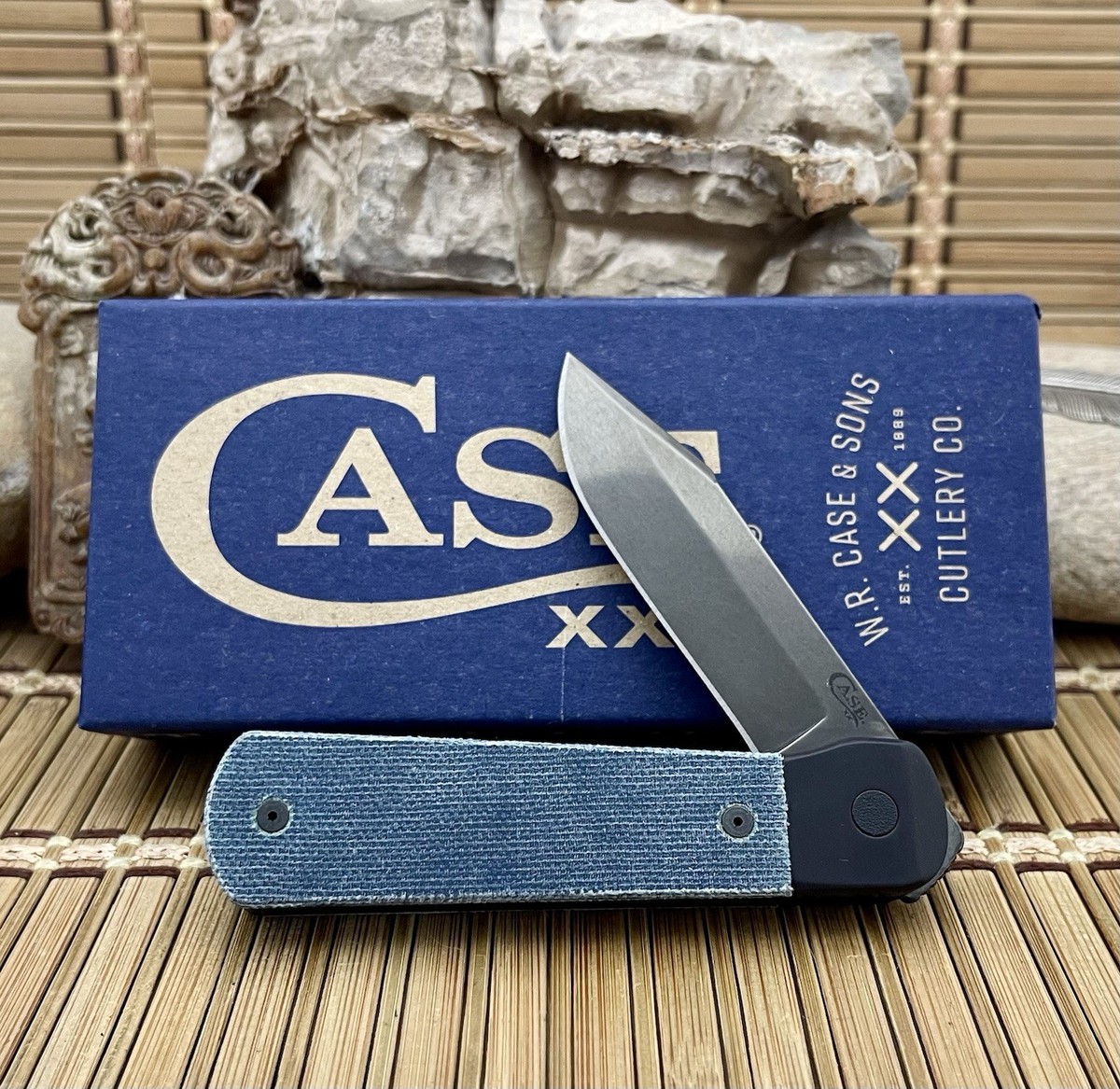 Case XX USA Black Anodized 10845 Blue Denim Canvas CPM20-CV