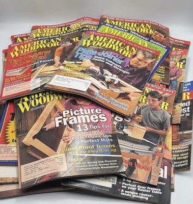 Lot of 27 American Woodworker Magazines Early 2000s + Tool Buyer s Guides