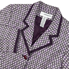Sag Harbor Womens Blazer Sz 16 Purple Geometric Mod Career Lined Jacket Ribbon