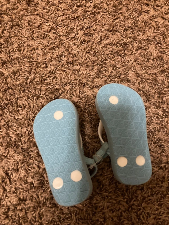Sandalia Roxy Niñas Talla 5/6 Chanclas Estilo Tanga Azul Claro Estampado Tropical Foto 2 de 3