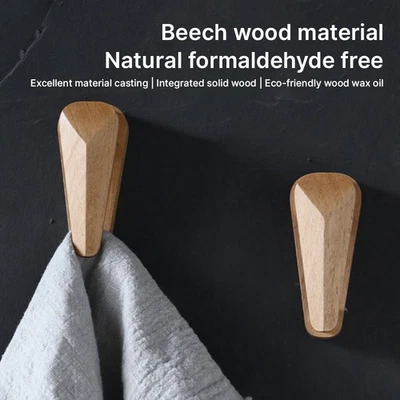 Pinces à Serviettes Auto-adhésives En Bois De Hêtre Avec Bille En Acier Au - Photo 1/4