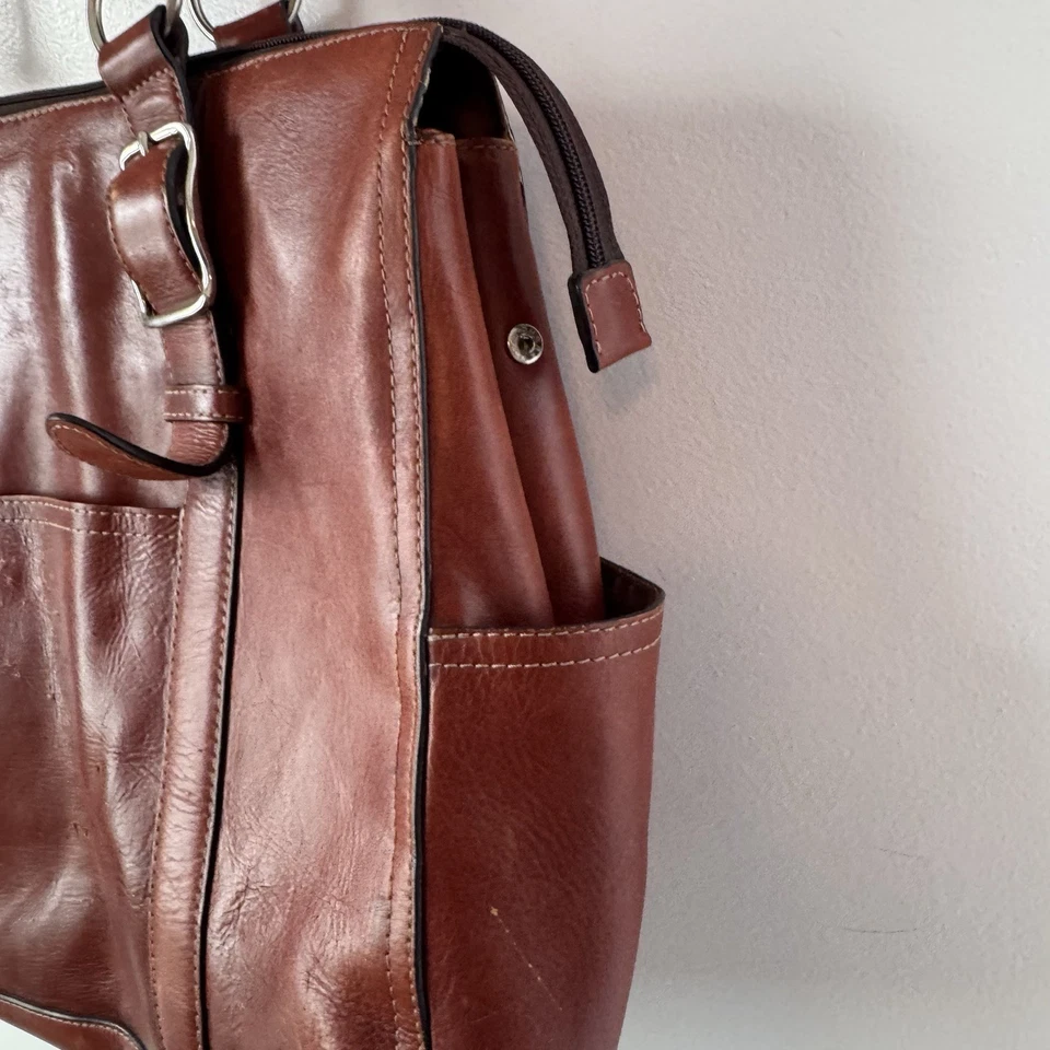 Fossil Vintage Brown Leather Tote Shoulder Bag Distressed - Image 2 of 4