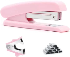 Pink Stapler W/ 1000 Staples and Staple Remover Desktop Stapler 25 Sheet Capacit