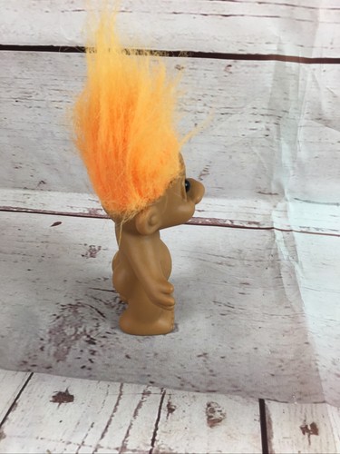 Vintage Troll Doll By Russ With Orange Hair 5" Toy Figure Figurine Brown Eyes - Picture 5 of 12