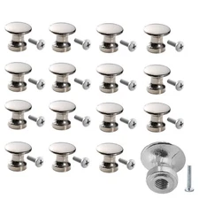 16Pcs Chrome Mini Cabinet Knobs Small Drawer Knobs 11.5mm Diameter Silver Cab...