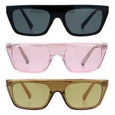 Womens Flat Top Retro Cat Eye Shield Futurism Sunglasses