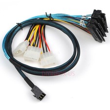 Mini SAS SFF-8643 to 4 SAS 29pin SFF-8482 W/ IDE Power Server Data Cable 6GBps