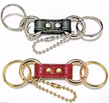 1/2" Unisex Quick-Release Two-Gate Ring  Leather Valet Keyring Key Ring Fob USA