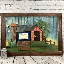 Degroot Style Lath Wood Mosaic Folk Art Horse Barn Silo 3D Clinton Mo GristMill