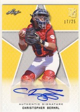 CHRISTOPHER BERNAL 2020 Leaf Perfect Game PG Yellow AUTO /25 TEXAS ST