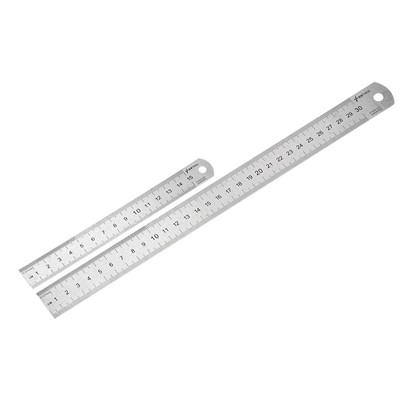 Straight Ruler 15cm 6 Inch 30cm 12 Inch Stainless Steel With Hole 2 In 1 Set Ebay